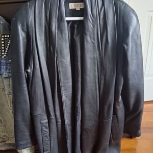 Black Leather Trench Coat for Women